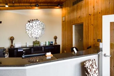 front desk inside the waiting room at Edgewater Dental Arts